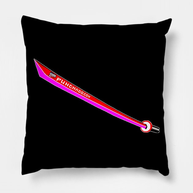 Katana with Blank Text, v. Code Red Magenta Pillow by punchado