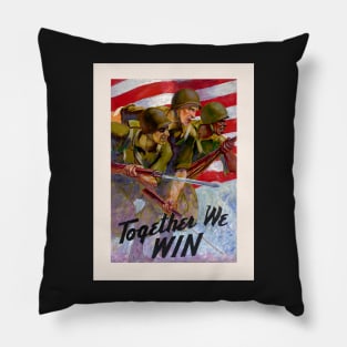 Together We Win United States WWII Military Propaganda War Poster Pillow