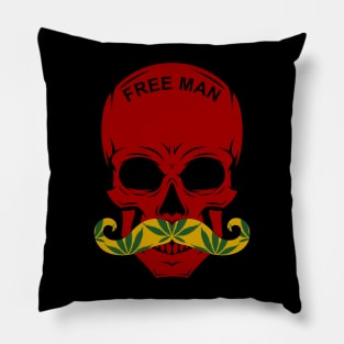 Rastafari skull illustration with cannabis Pillow