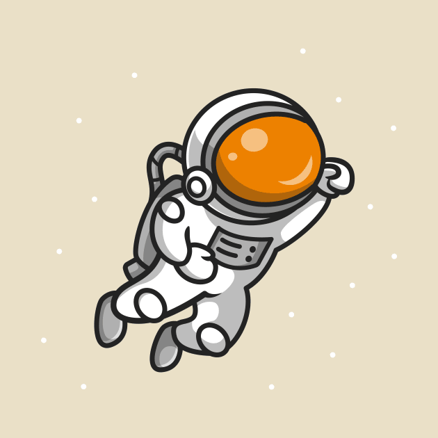 Cute Astronaut Flying In Space Cartoon by Catalyst Labs