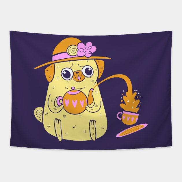 Tea Pug Tapestry by Rileyer