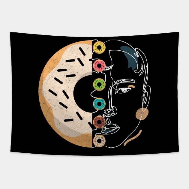 Check Out My Six Pack Donuts Lover Half Human Half Doughnut Tapestry by alcoshirts