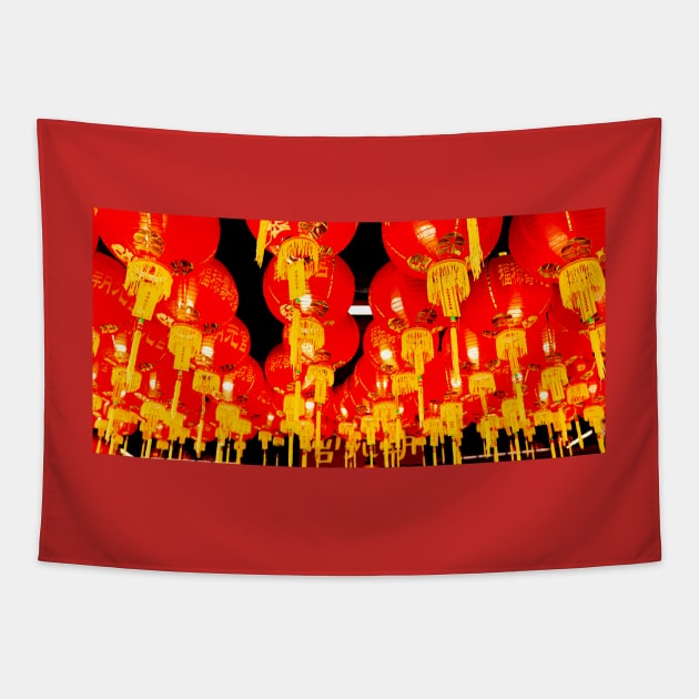 Red lantern roof decoration for Chinese New Year 3 Tapestry by kall3bu