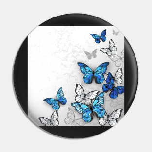 Blue and White Butterflies Pin