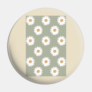 muted green neutral camel daisy flower floral pattern Pin