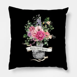 Brain Floral, Mental Health Matters 1 Pillow