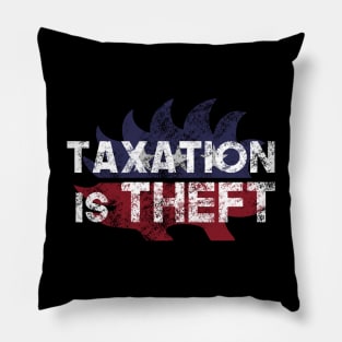 Libertarian Porcupine Taxation is theft - white Pillow