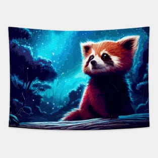 Red panda in magical forest Tapestry