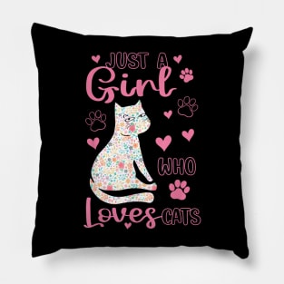 Just A Girl Who Loves Cat - Cute Colorful Cat Mom Appreciation Pillow