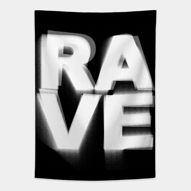 RAVE //// Glitch Typography DJ Gift Design Tapestry by DankFutura