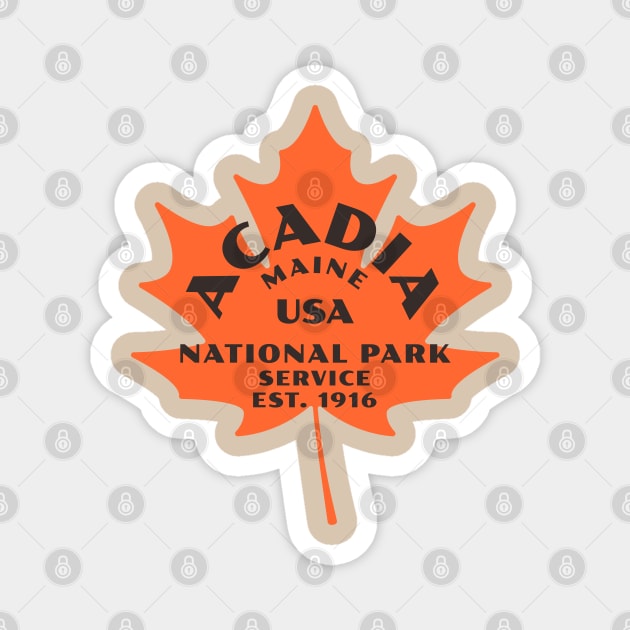 Acadia National Park Maple Leafe Logo Magnet by Spatium Natura