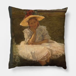 Girl in a Hat by Wladyslaw Podkowinski Pillow