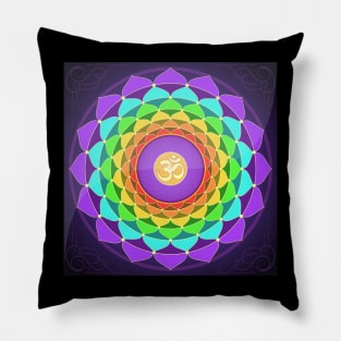 Aum, Ohm, Om Symbol Hinduism Mandala Petals Pillow