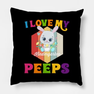 Funny I Love My Kindergarten Peeps teacher Easter Bunny Egg Classic Pillow