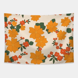 Orange Flowers, Floral Pattern, Pattern Of Flowers Tapestry