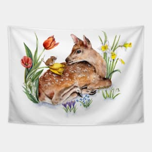 Spring Baby Deer Tapestry