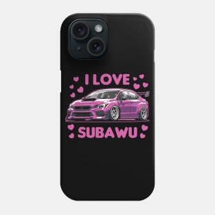Subaru STI Car Art - Impreza WRX Pink Girl Modified JDM Car Phone Case