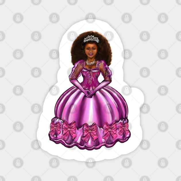 Princess -  Black Afro Princess in purple  8 ! beautiful  black girl with Afro hair, brown eyes and dark brown skin. Hair love ! Magnet by Artonmytee