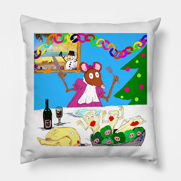 what if christmas dinner Pillow by saraperry