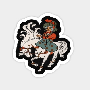 Women riding horse. Magnet