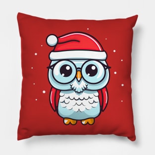 Cute Owl Santa Claus Pillow