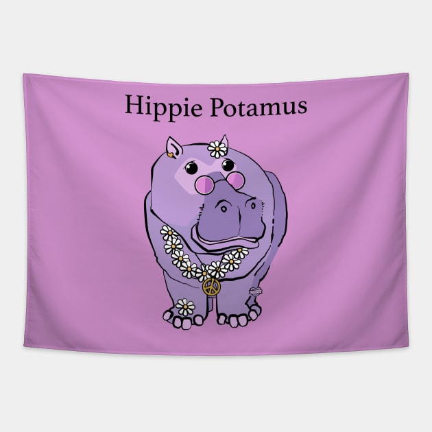 Hippie Potamus Purple Hippopotamus Tapestry by Sue Cervenka