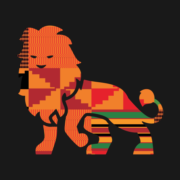 Lion Animal with African Kente Pattern by kentevibes