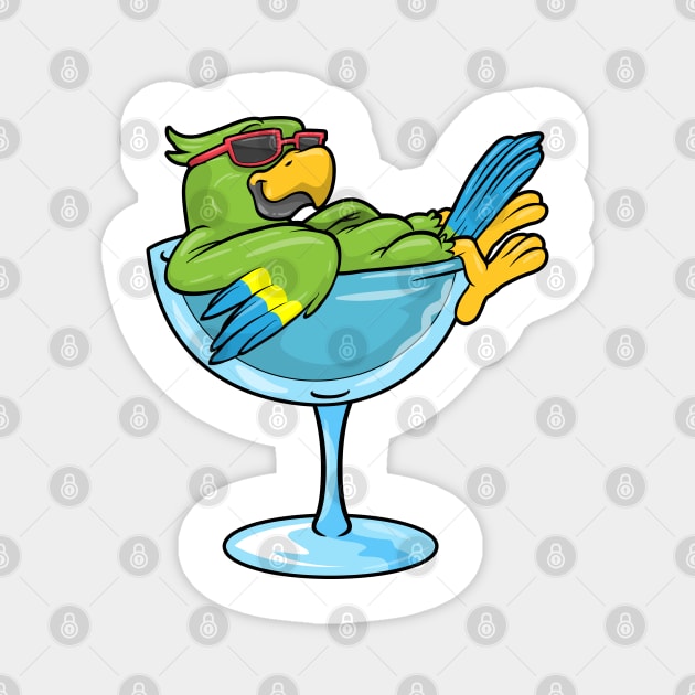 Parrot with Sunglasses and Glass Magnet by Markus Schnabel