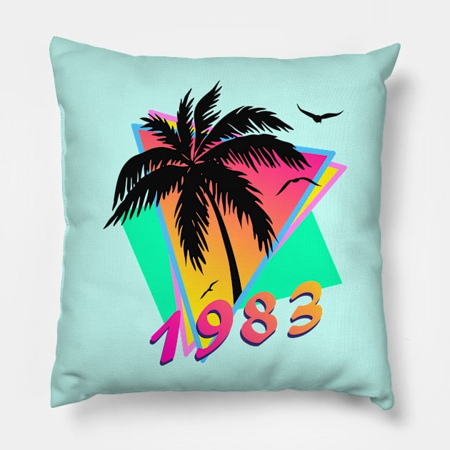 1983 Tropical Sunset Pillow by Nerd_art