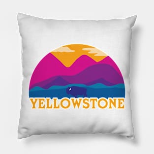 Yellowstone National Park Bison Sunset Pillow