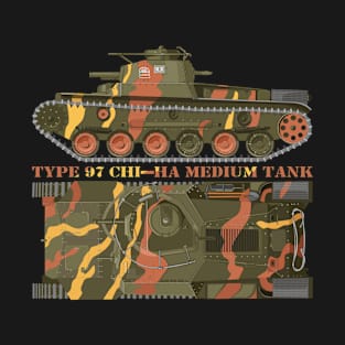 Type 97 Chi-Ha Japanese WW2 Tank Diagram Gift T-Shirt