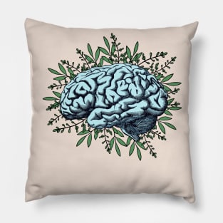 Brain,leaves,positivity, creativity, right hemisphere brain, health, Mental, mind Pillow