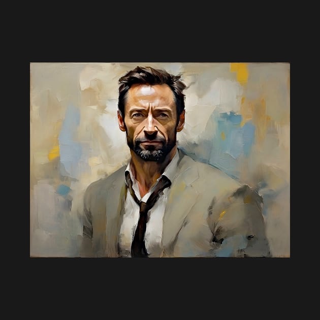 watercolor portrait of Hugh Jackman by bogfl