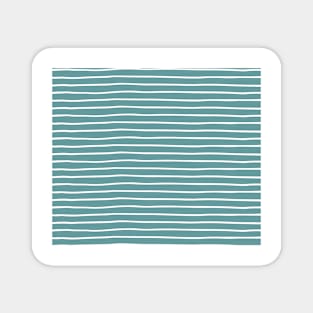 Dusty Turquoise & White Handdrawn Stripes Magnet