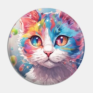 Cat soap bubbles and rainbows Pin