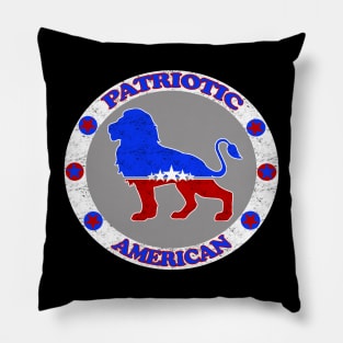 USA Patriotic American Lion Red White and Blue Courage and Strength Pillow