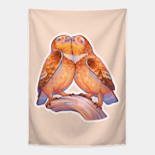 2 cute owls in love Tapestry