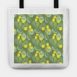 Daffodils and painted eggs muted colors Tote