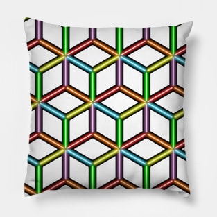 Rainbow Neon Cubes Seamless Pattern Pillow