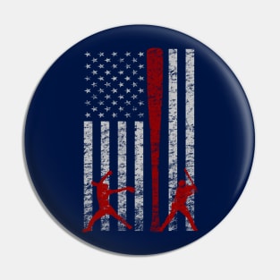 Fastpitch Softball American Flag Grunge Love Softball Patriotic USA Softball Pin