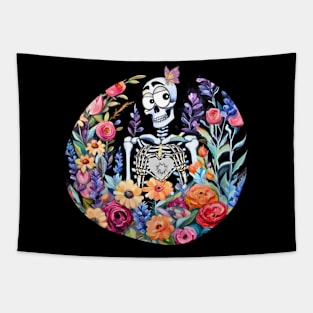 Broken Hearted Skeleton Tapestry