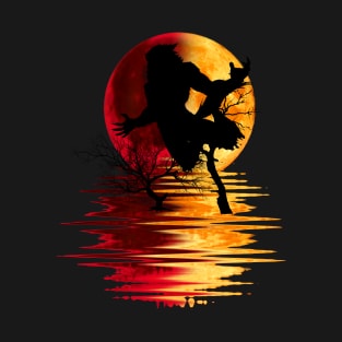 werewolf yellow red moon 2 T-Shirt