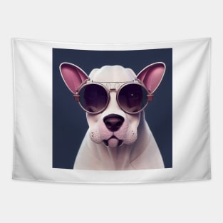 Bull Terrier wearing a aviator glasses Tapestry