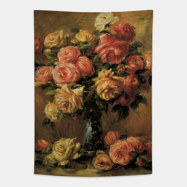 Roses in a Vase by Pierre Renoir Tapestry by MasterpieceCafe