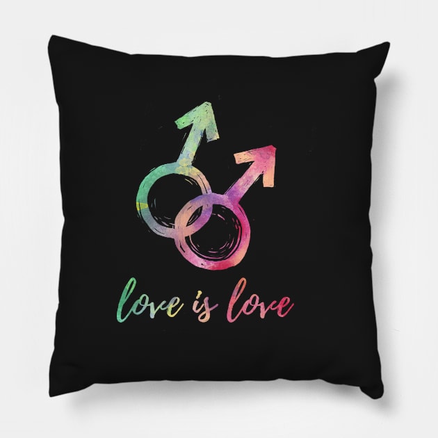 Love is Love Queer Rainbow Pillow by IllustratedActivist