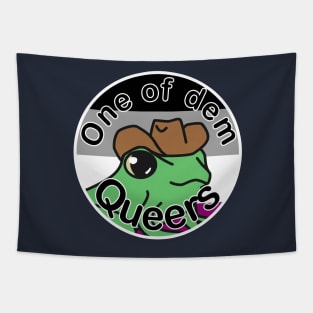 Pride Frog with a cowboy hat- asexual Tapestry