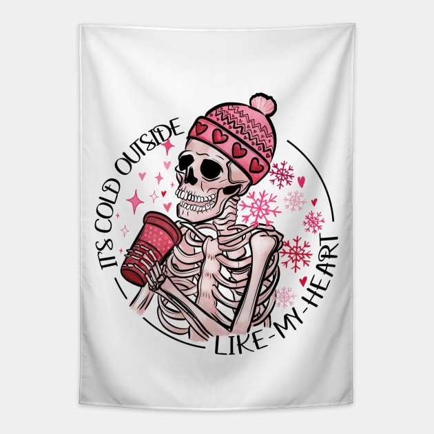 Funny Skeleton Valentine Tapestry by Sruthi