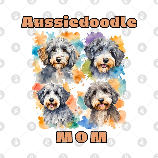 Aussiedoodle Mom Watercolor by Doodle and Things