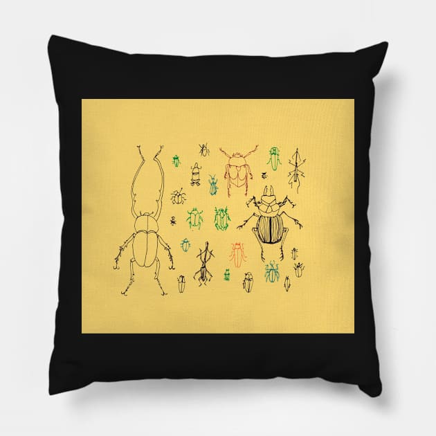 Itty Bitty Beetles Pillow by sadnettles