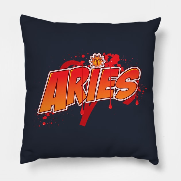 Aries Pillow by WhatProductionsBobcaygeon